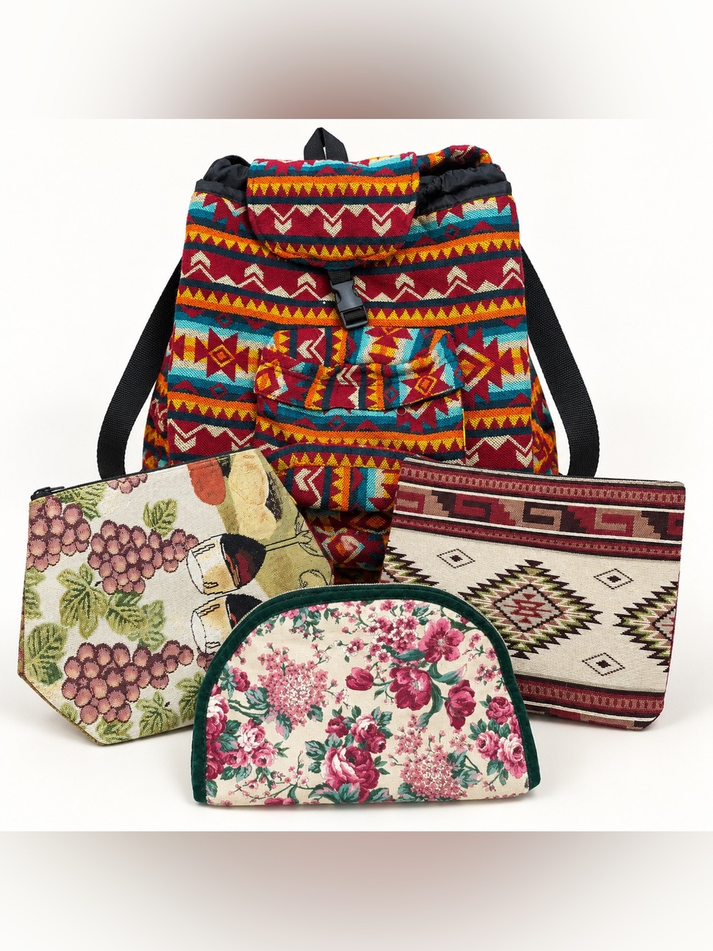 Boho Chevron Pattern Drawstring Backpack - Multicolor